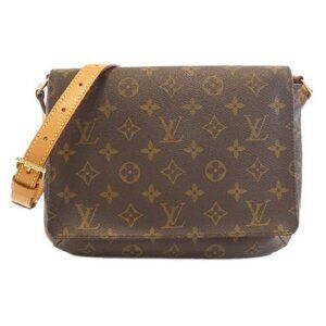 Authentic Louis Vuitton Monogram Musette Tango Crossbody Shoulder Bag Brown Tan